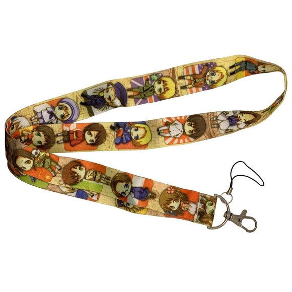 Japanese Anime Lanyard Keychain Chibi Anime Character with‎ Country Flags - Picture 1 of 1